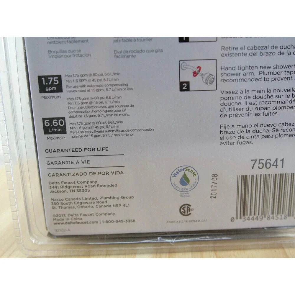 Delta Fixed Shower Head 6-spray Setting In Brushed Nickel With Pause Feature